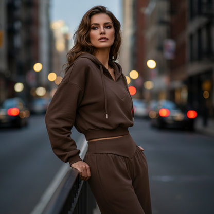 WINA CROP HOODIE SET - Comfortable Two-Piece Outfit