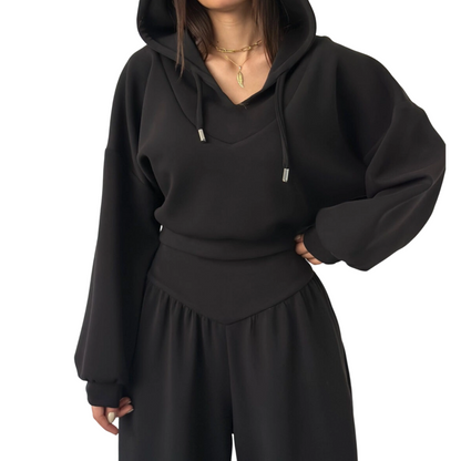 WINA CROP HOODIE SET - Comfortable Two-Piece Outfit