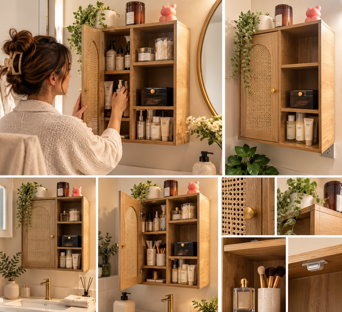 Wall Mounted Storage Cabinet with Open Shelves – Multi-Room Organizer