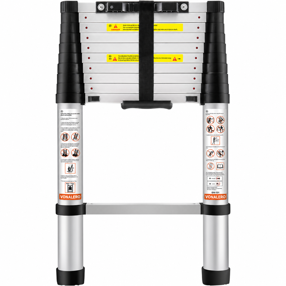 Telescoping Ladder Aluminum Extension Step 10.5 Ft Multi-purpose Portable