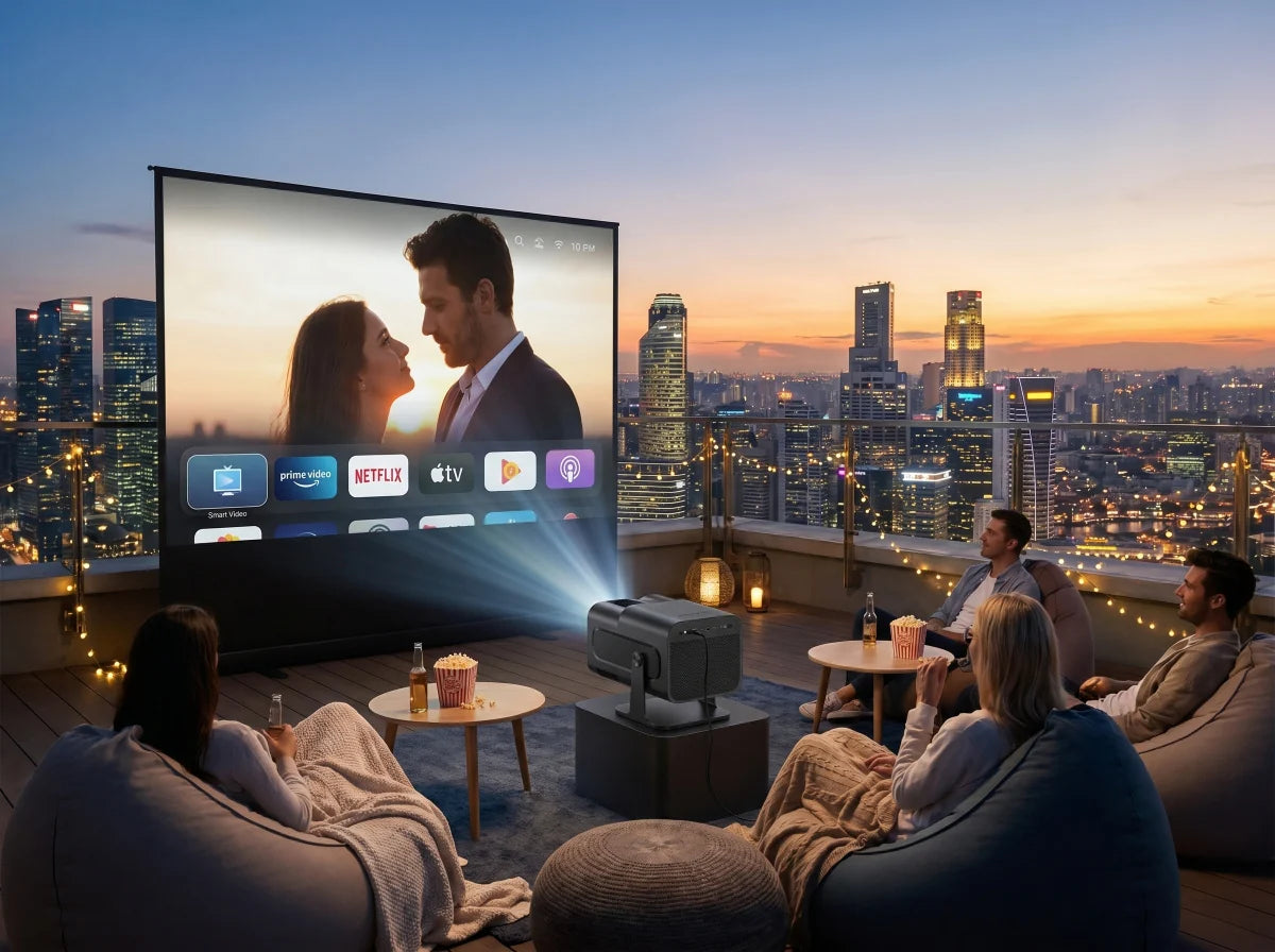 4K Projector For Home Theater Office 180 Degree Rotatable