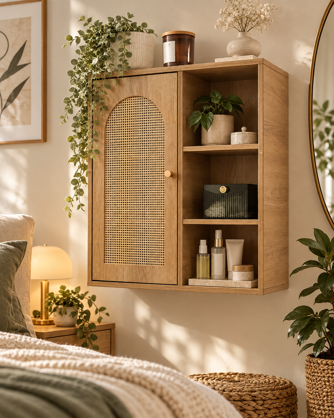 Wall Mounted Storage Cabinet with Open Shelves – Multi-Room Organizer