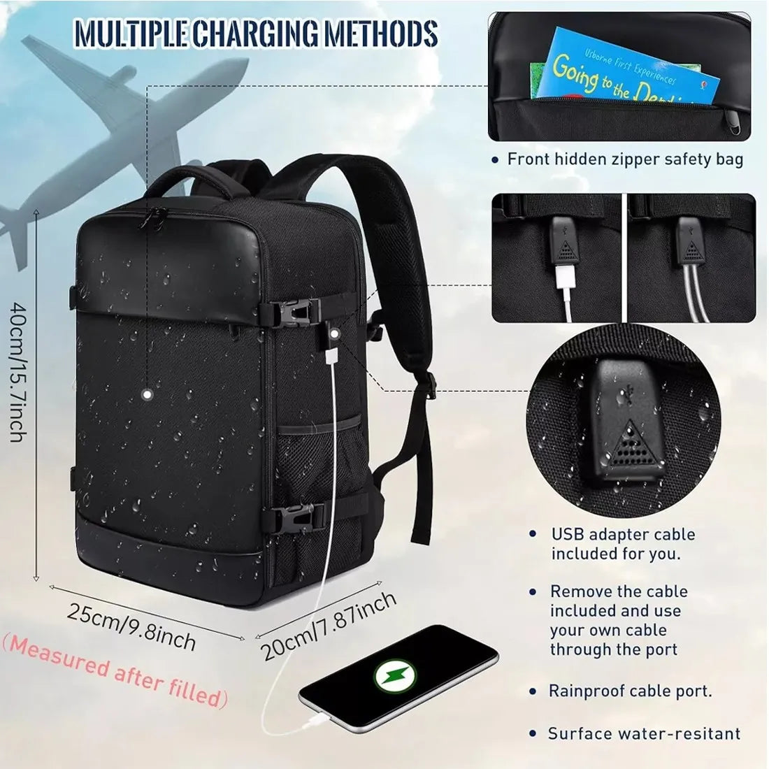 Cabin Travel Backpack – Carry-On Hand Luggage Bag with Laptop Compartment