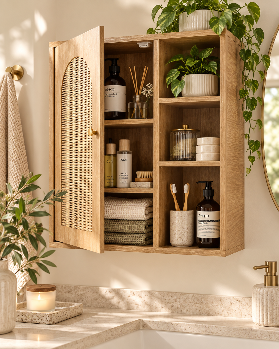 Wall Mounted Storage Cabinet with Open Shelves – Multi-Room Organizer