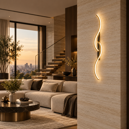 Modern Wave LED Wall Sconce Light – Indoor Living Room Wall Light