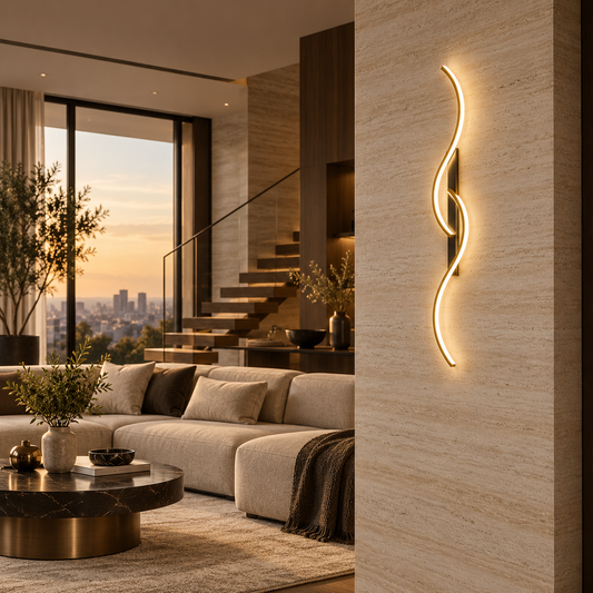 Modern Wave LED Wall Sconce Light – Indoor Living Room Wall Light