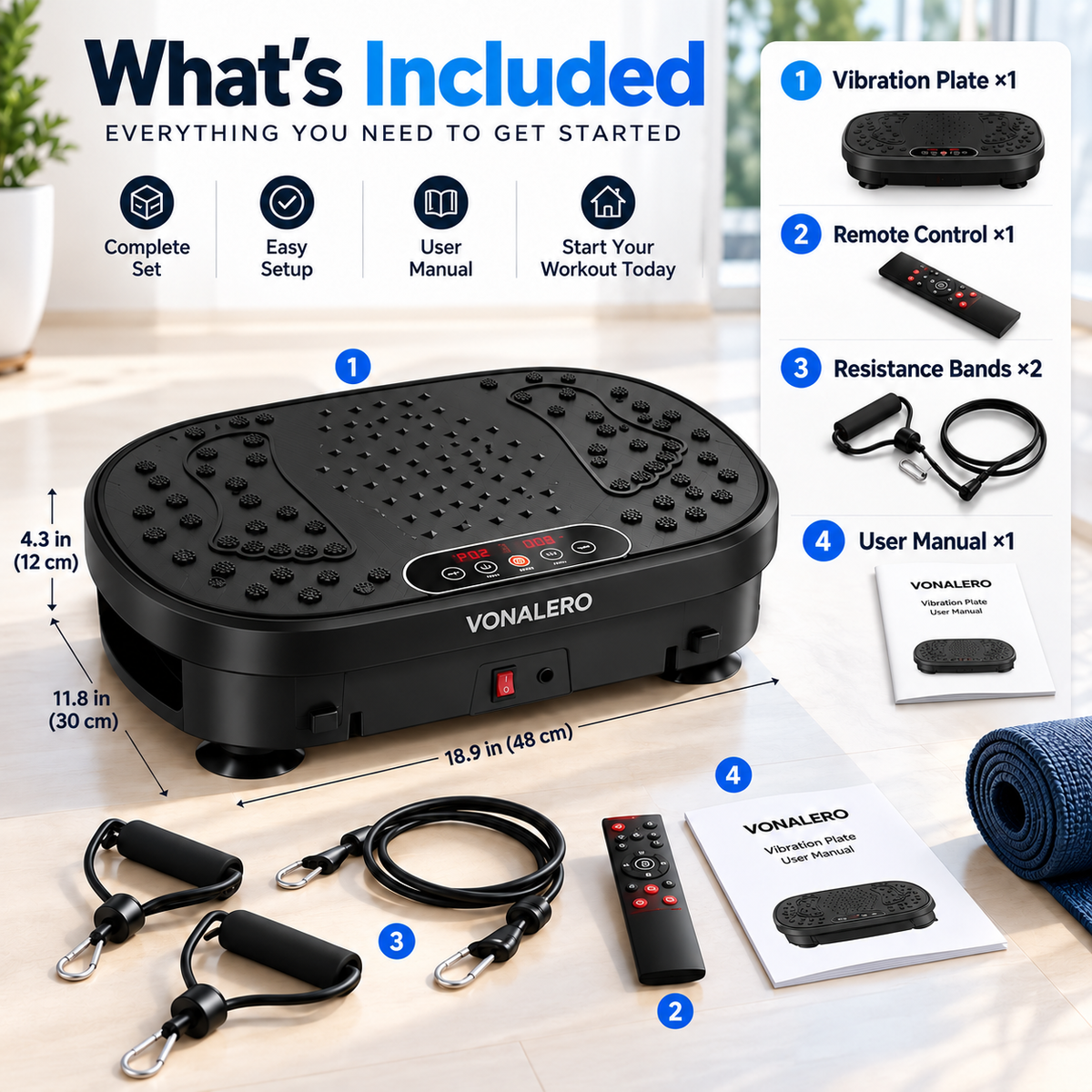 Vibration Plate Exercise Machine, 120 Speeds, 9 Programs and Remote
