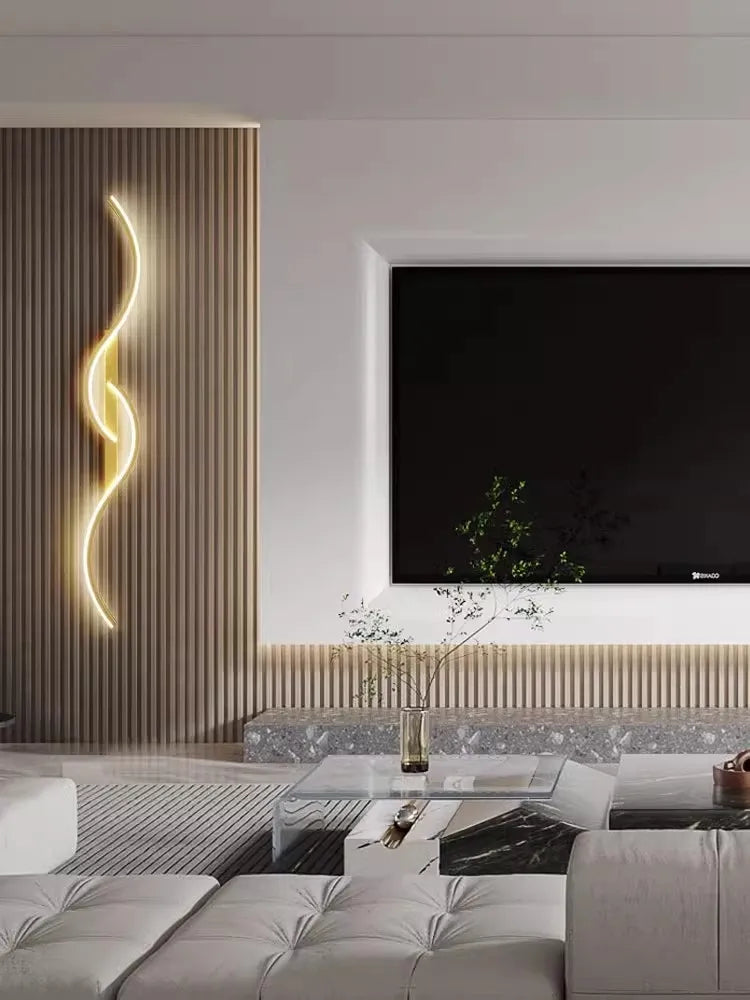 Modern Wave LED Wall Sconce Light – Indoor Living Room Wall Light