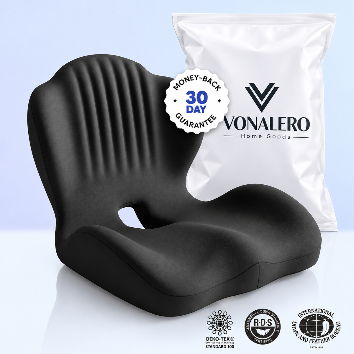 Memory Foam Seat Cushion with Back Support