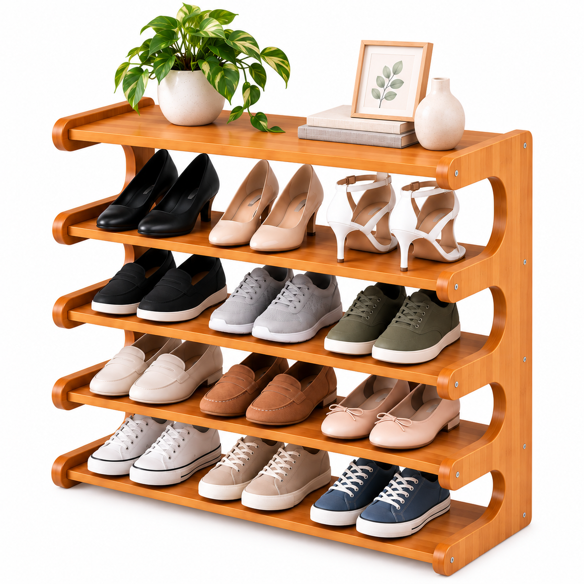 6-Tier Slim Bamboo Shoe Rack – Organize Up to 24 Pairs Without Wasting Floor Space