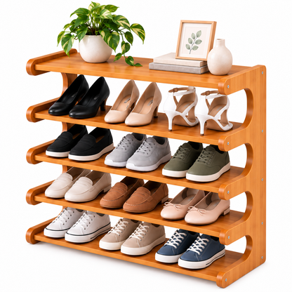 6-Tier Slim Bamboo Shoe Rack – Organize Up to 24 Pairs Without Wasting Floor Space