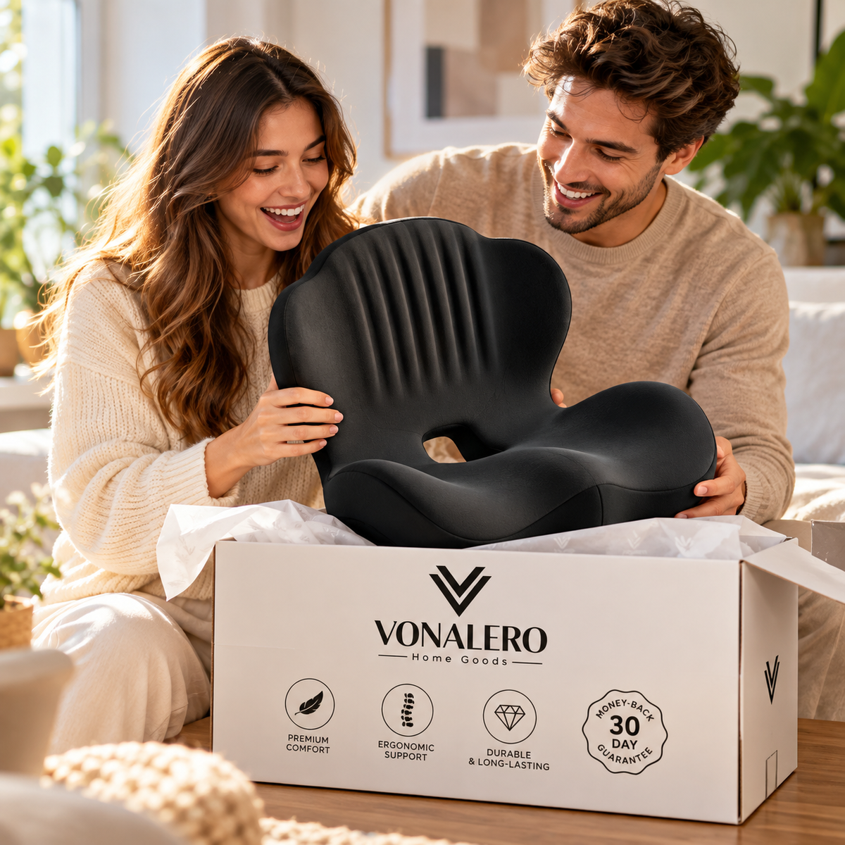 Memory Foam Seat Cushion with Back Support
