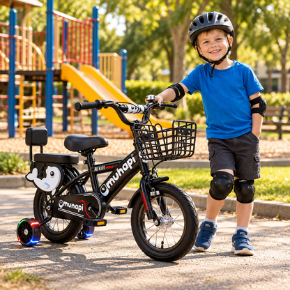 Kids Bike with Training Wheels, Basket & Backrest – 12, 14 & 16 Inch