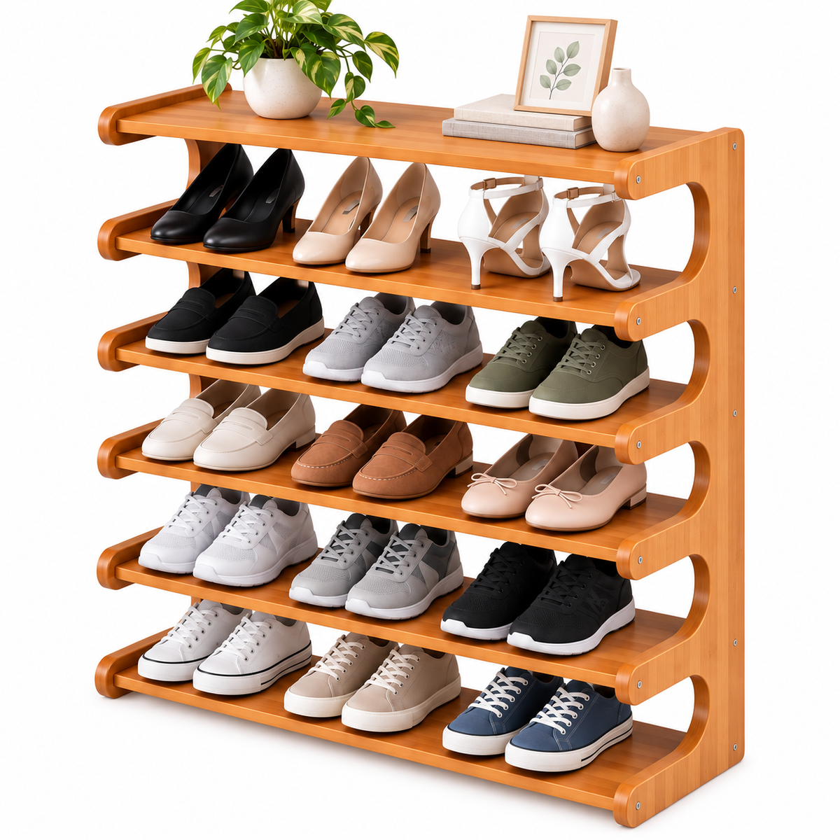 6-Tier Slim Bamboo Shoe Rack – Organize Up to 24 Pairs Without Wasting Floor Space