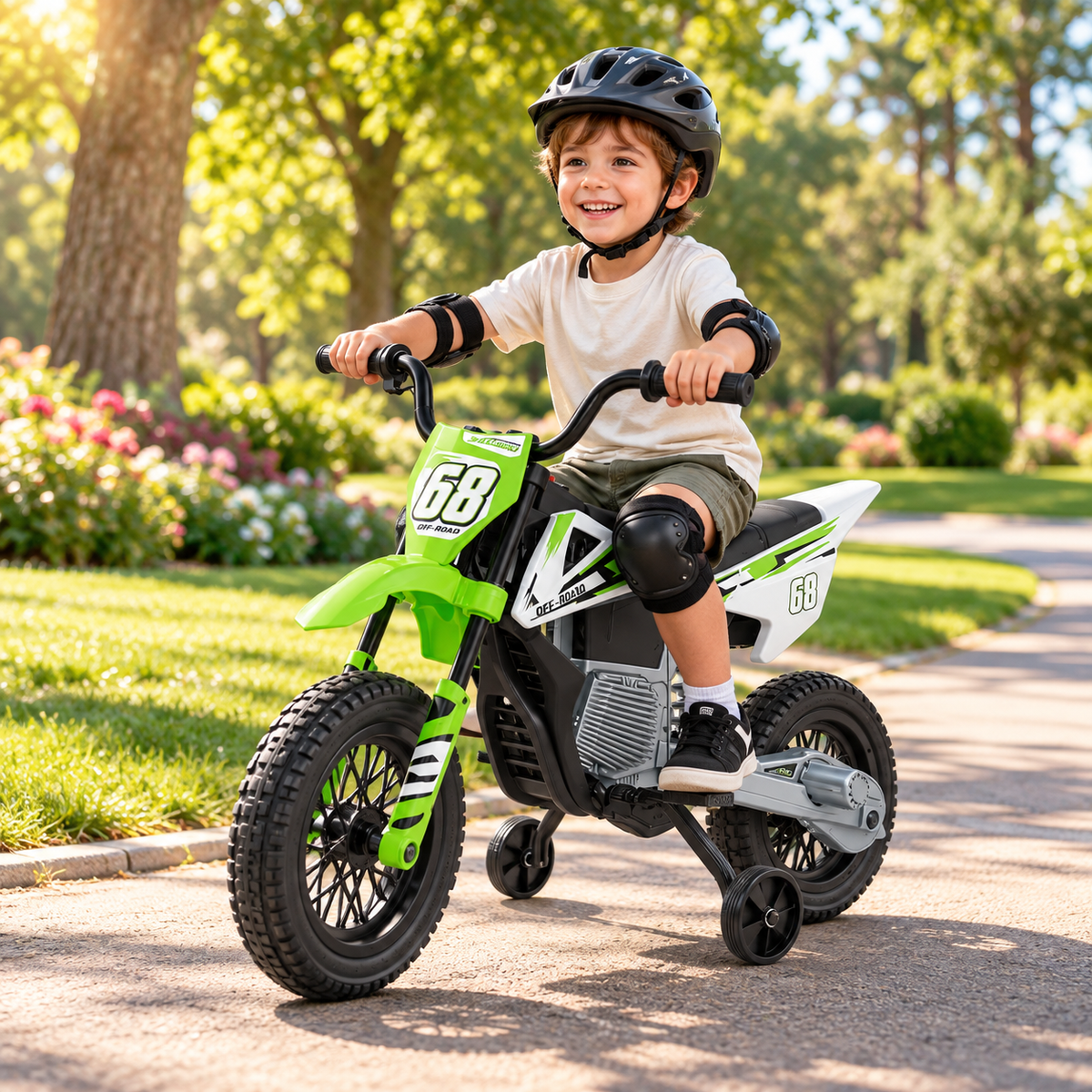 12V Kids Electric Dirt Bike Motorcycle with Training Wheels