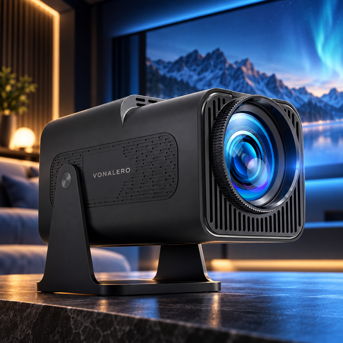 4K Projector For Home Theater Office 180 Degree Rotatable
