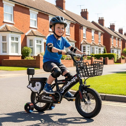 Kids Bike with Training Wheels, Basket & Backrest – 12, 14 & 16 Inch