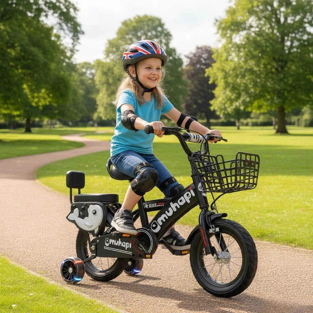 Kids Bike with Training Wheels, Basket & Backrest – 12, 14 & 16 Inch