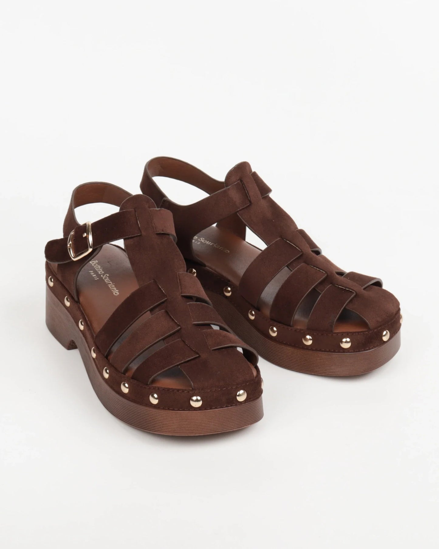 Faux Suede Sandals with Studs - Comfortable Sandals
