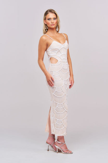 Midi Dress Teresa Pearl Sequin - High-Impact Elegant Dress