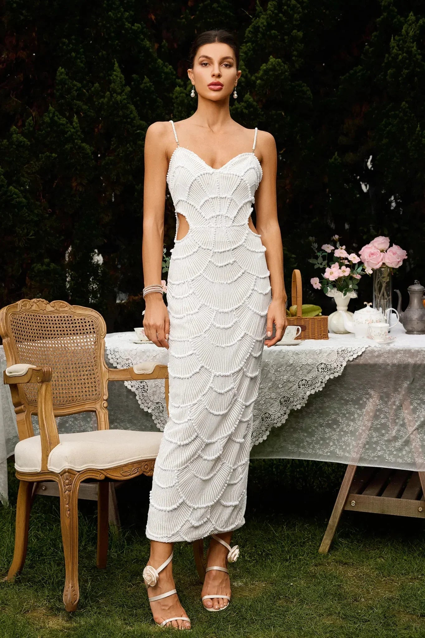 Midi Dress Teresa Pearl Sequin - High-Impact Elegant Dress