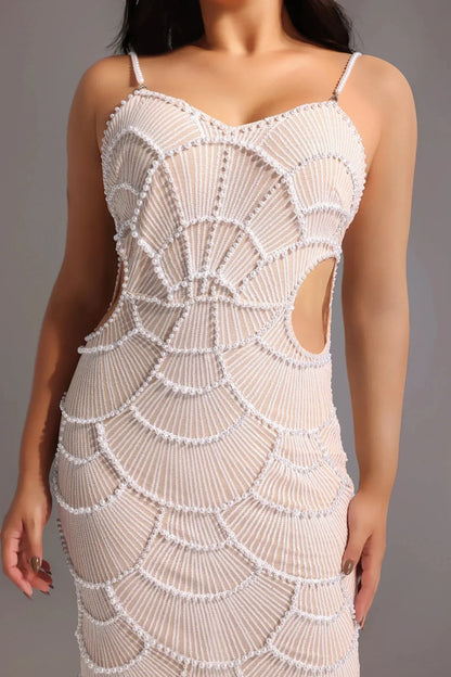 Midi Dress Teresa Pearl Sequin - High-Impact Elegant Dress