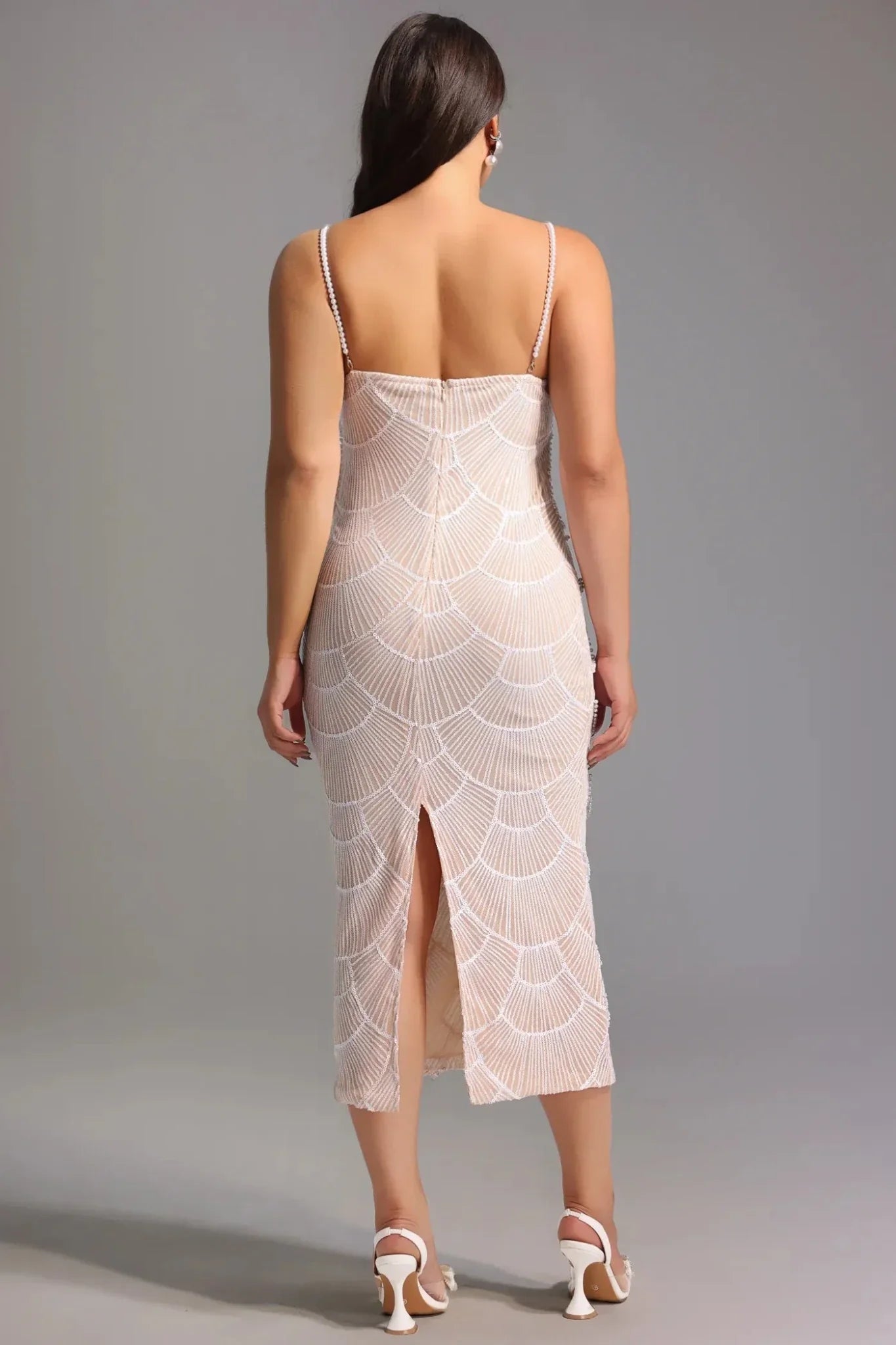 Midi Dress Teresa Pearl Sequin - High-Impact Elegant Dress