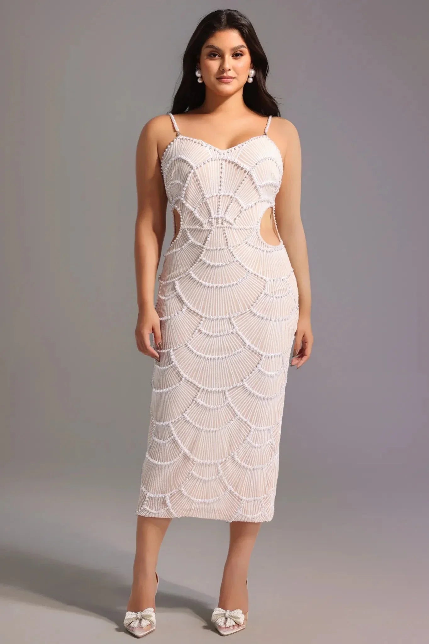 Midi Dress Teresa Pearl Sequin - High-Impact Elegant Dress