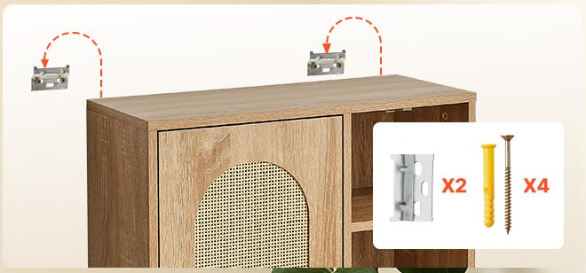 wall cabinet setup hardware